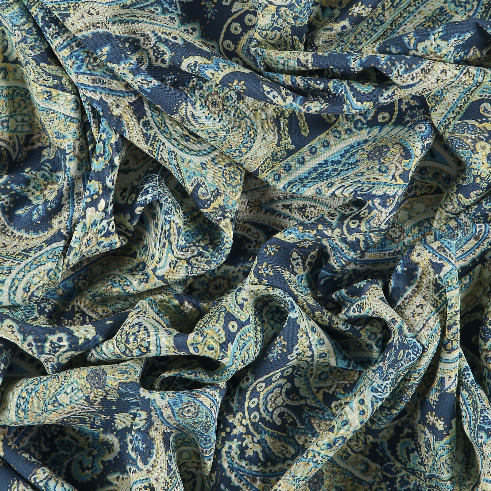 Vævet blå paisley print | Selfmade® (STOF&STIL)