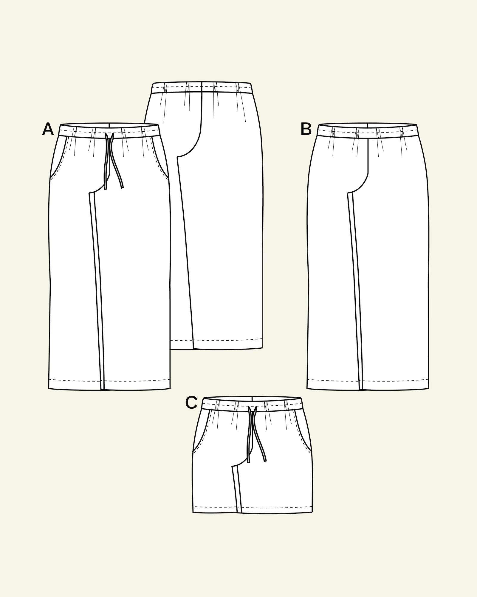 Wide trousers/shorts w. pockets, 34/6 p20051_pack