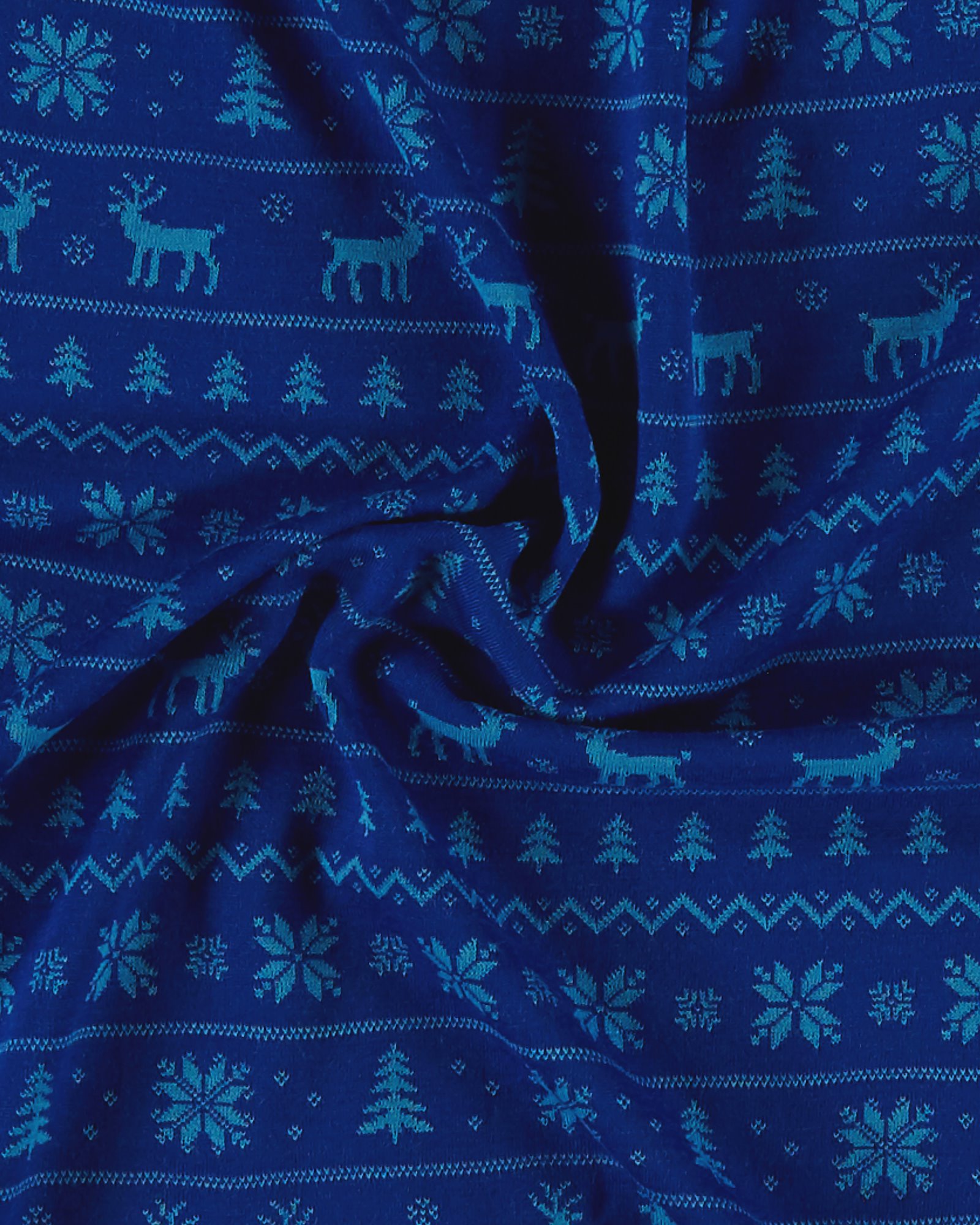 Wool/acrylic jacquard jersey blue w deer 273566_pack