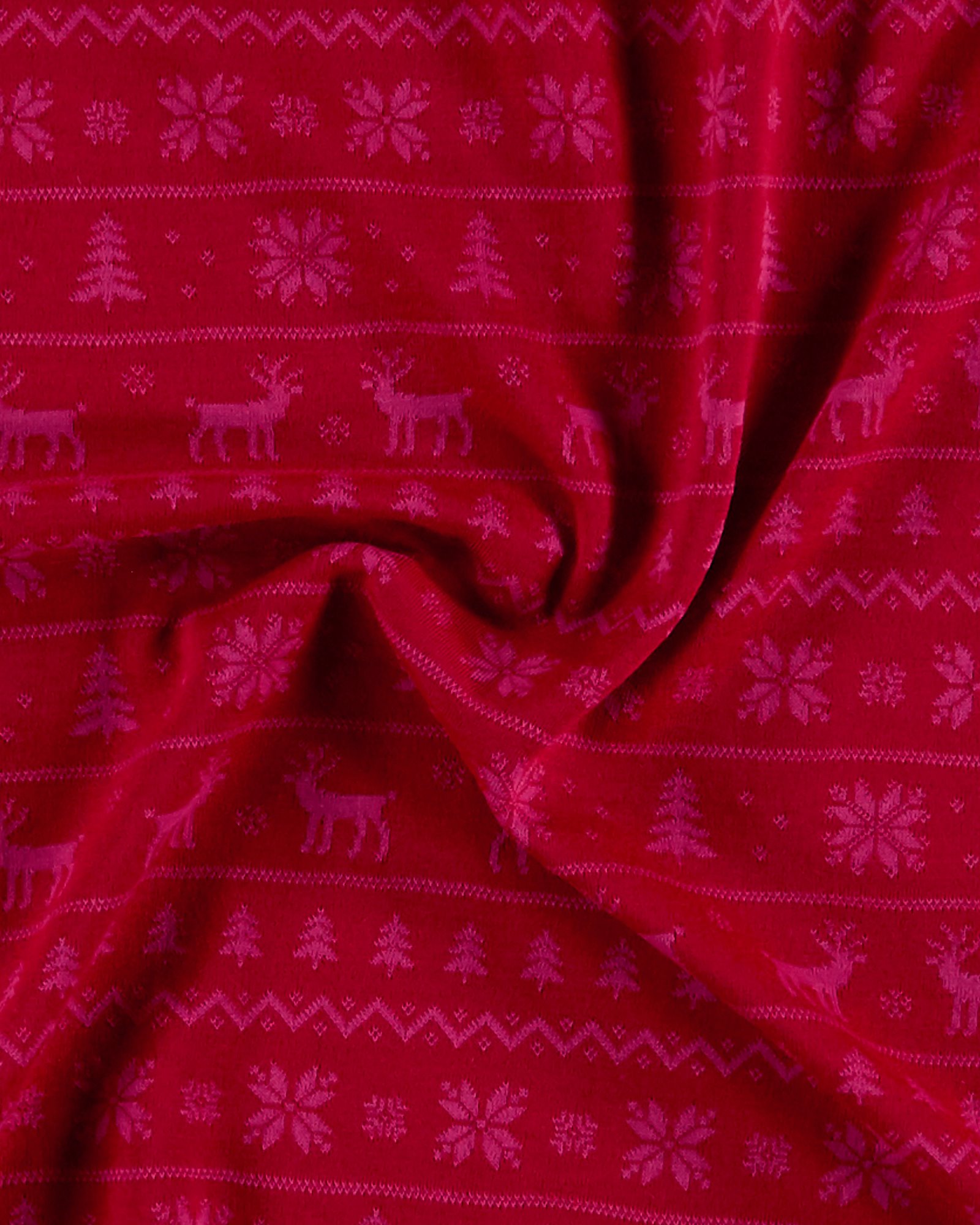 Wool/acrylic jacquard jersey red w deer 273567_pack