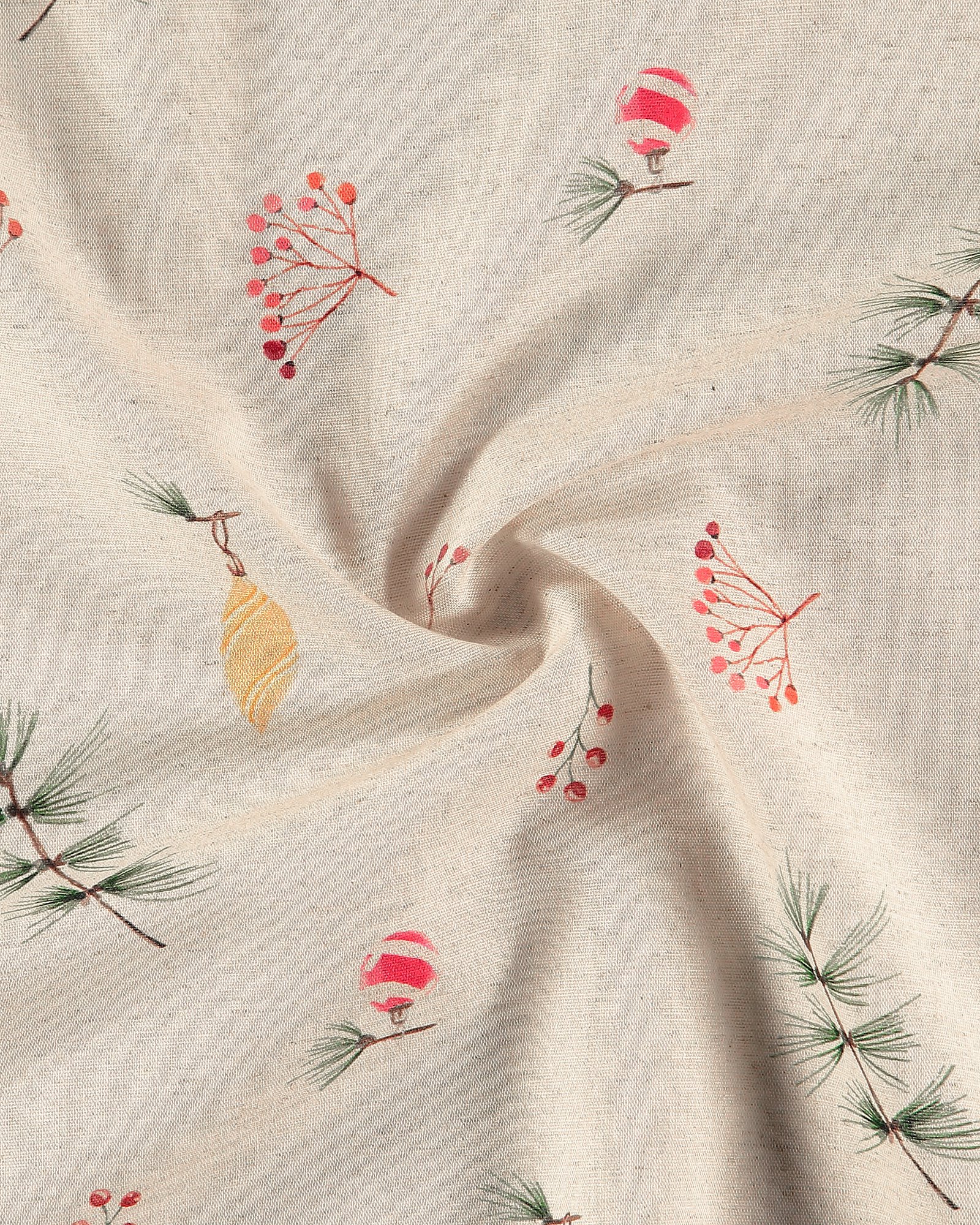 Woven cotton/linen w christmas ornaments 780732_pack