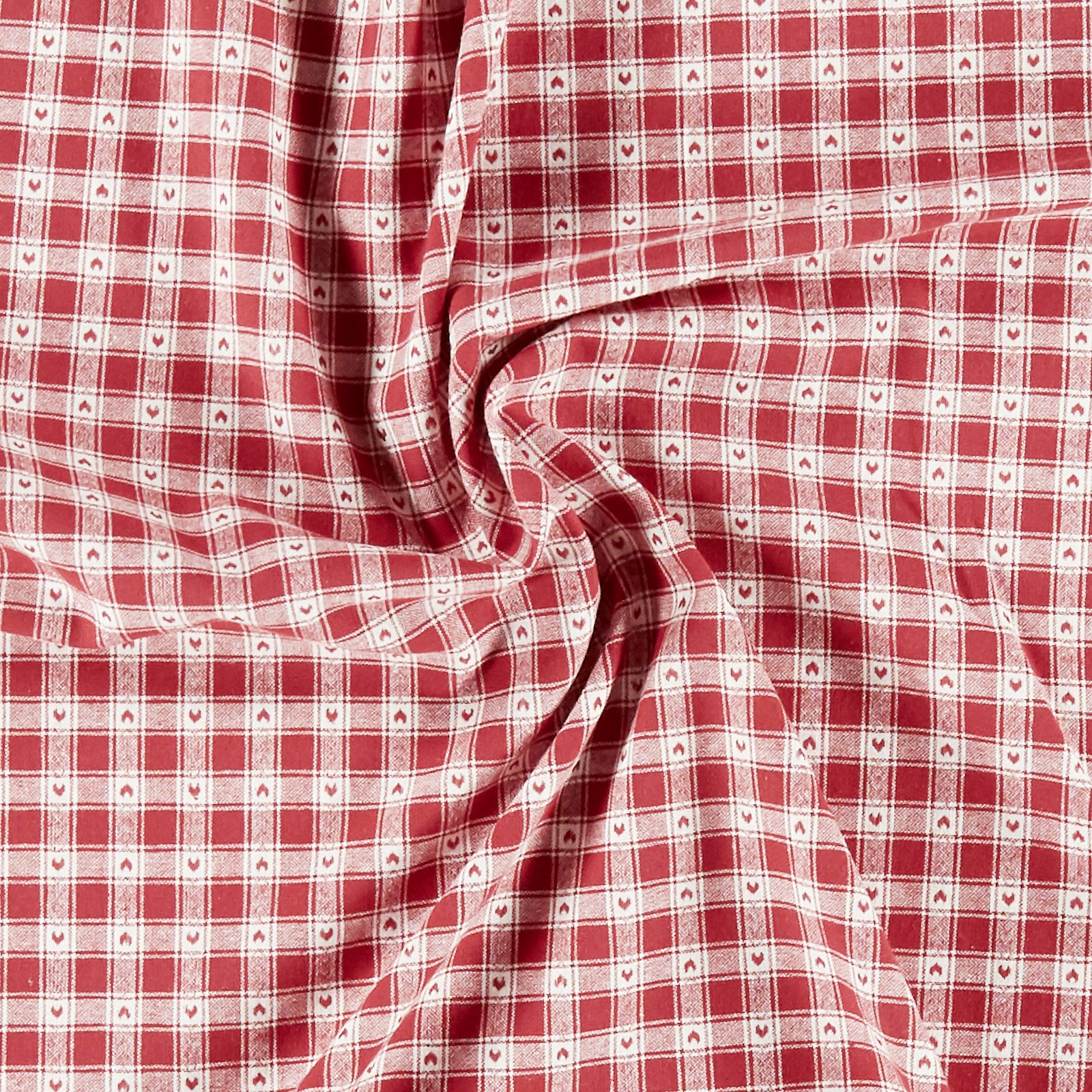 Woven cotton red/white YD check w hearts 816311_pack
