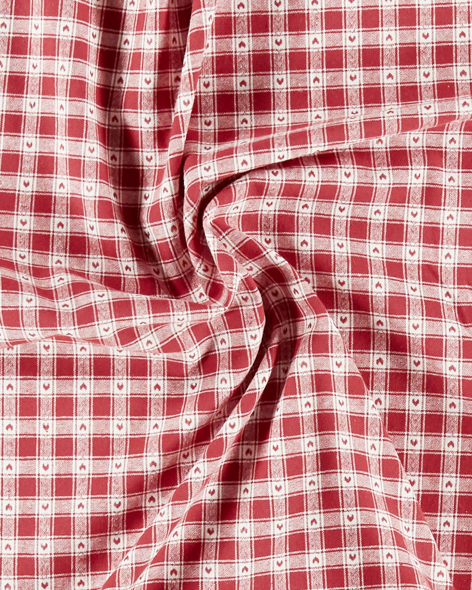Woven cotton red/white YD check w hearts 816311_pack