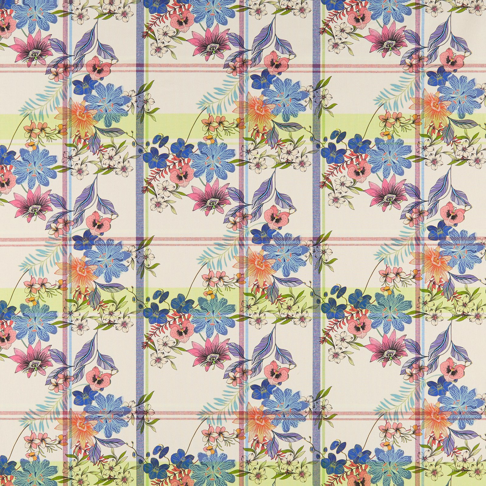 Woven cotton YD check w tropical flowers 816307_pack_sp