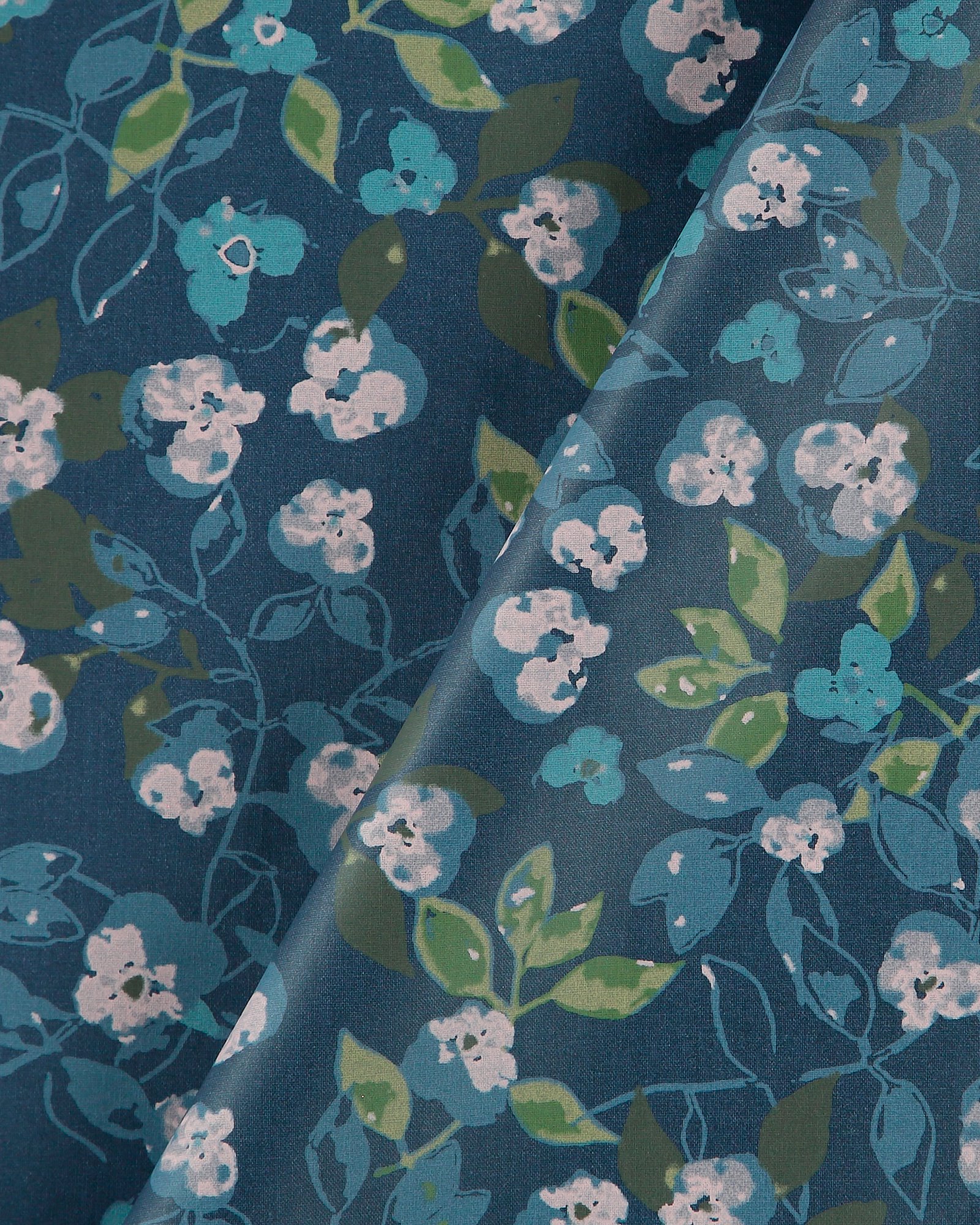 Woven oil cloth dark dusty blue w flower 866134_pack