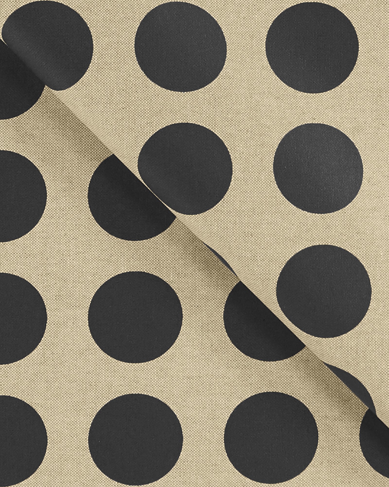 Woven oilcloth linenlook w black dots 870368_pack