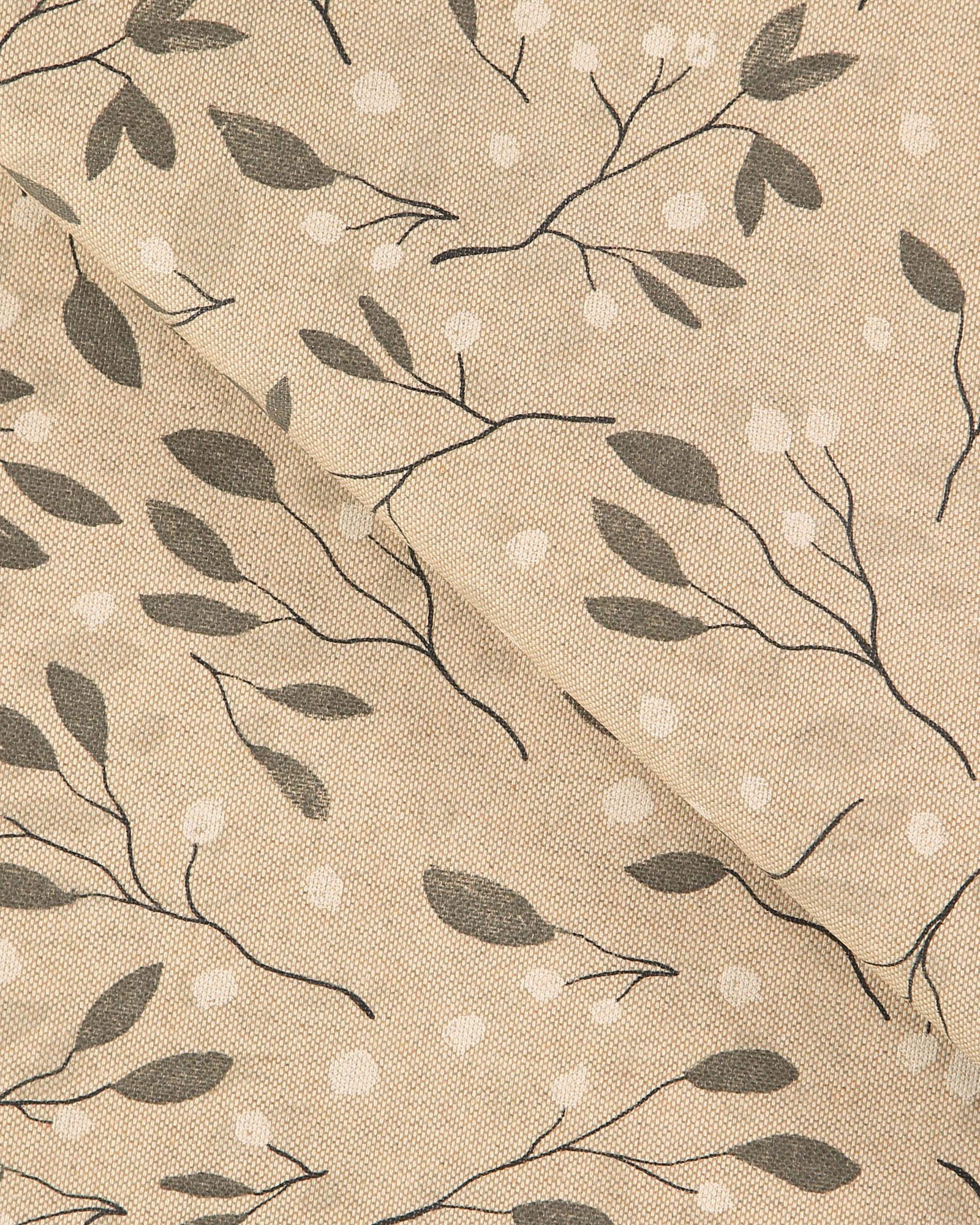 Woven oilcloth linenlook w grey leaves 872309_pack