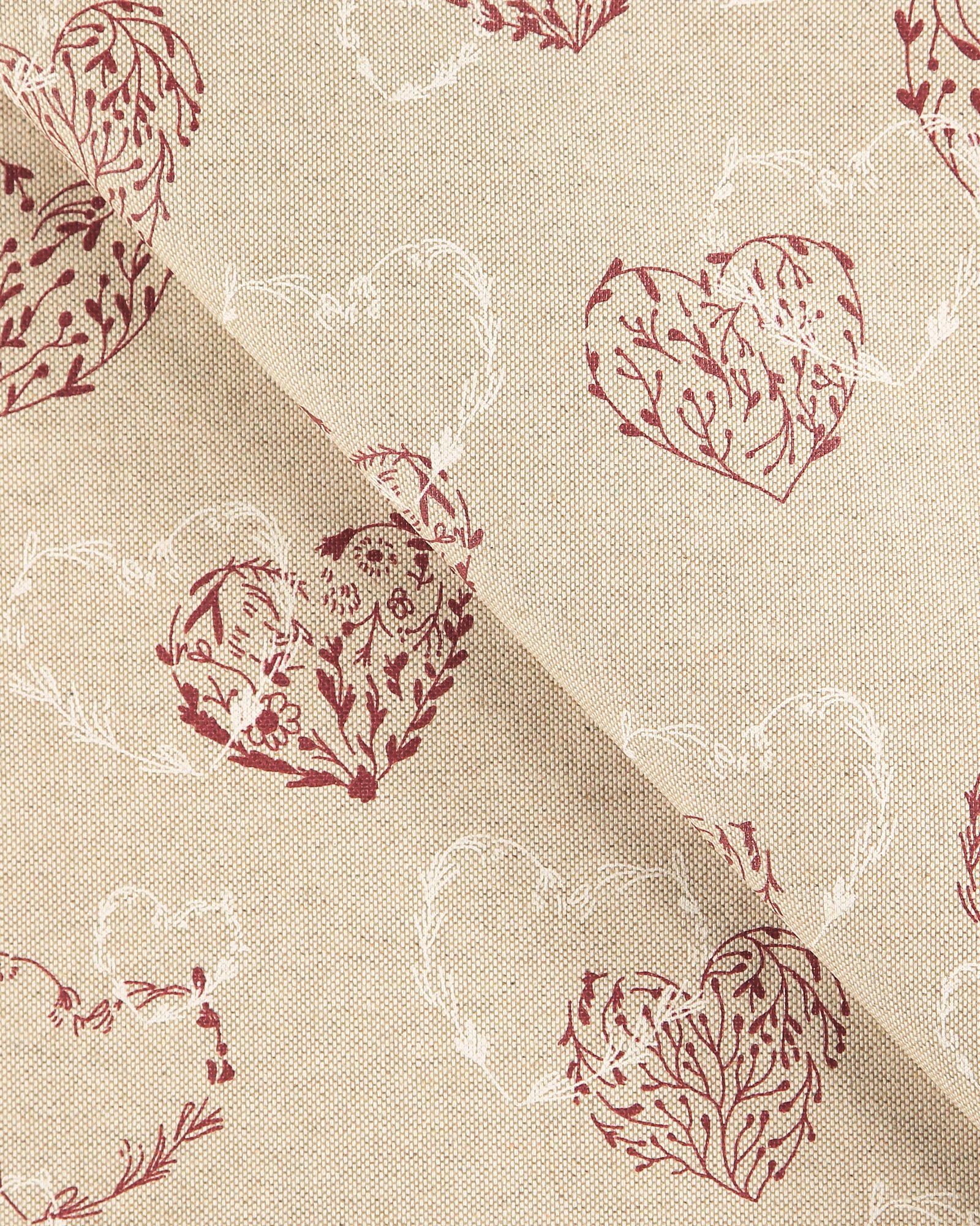 Woven oilcloth linenlook white/red heart 872326_pack