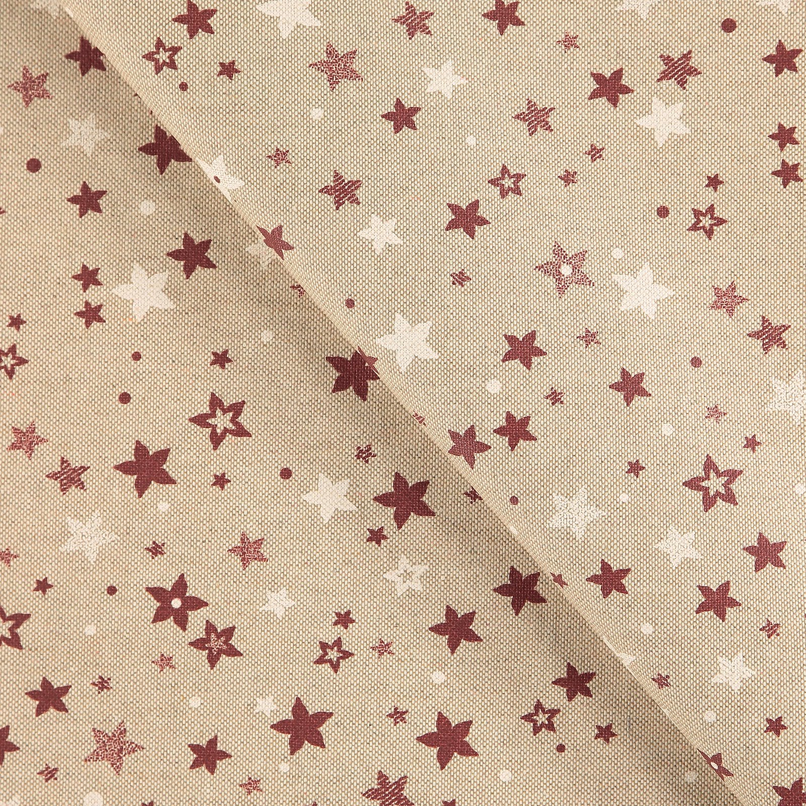 Woven oilcloth linenlook white/red stars 872324_pack