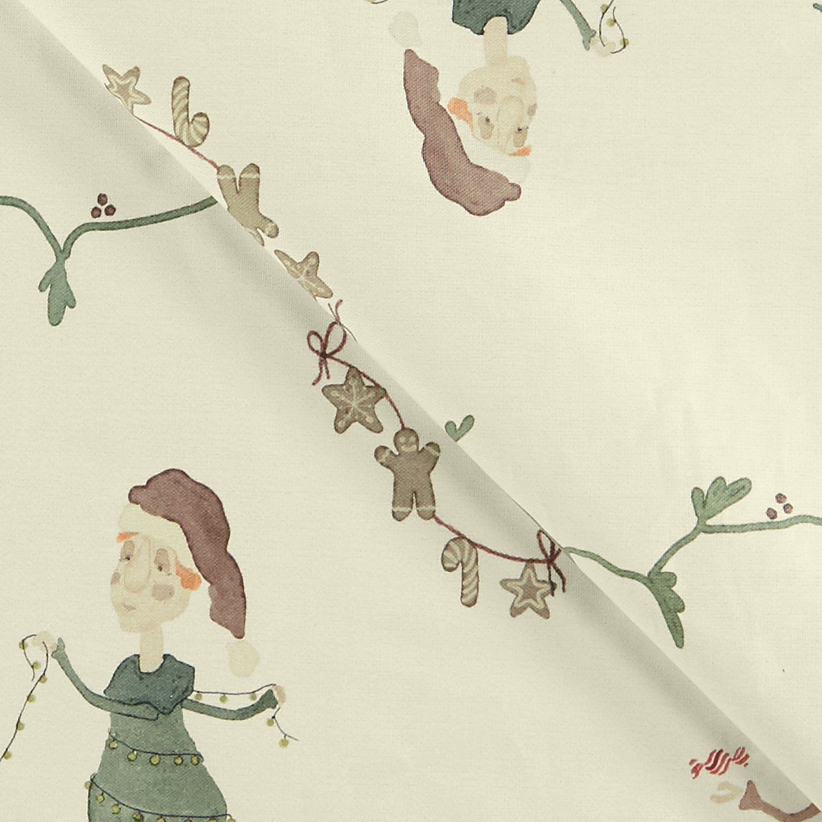 Woven oilcloth off white with elves 872305_pack