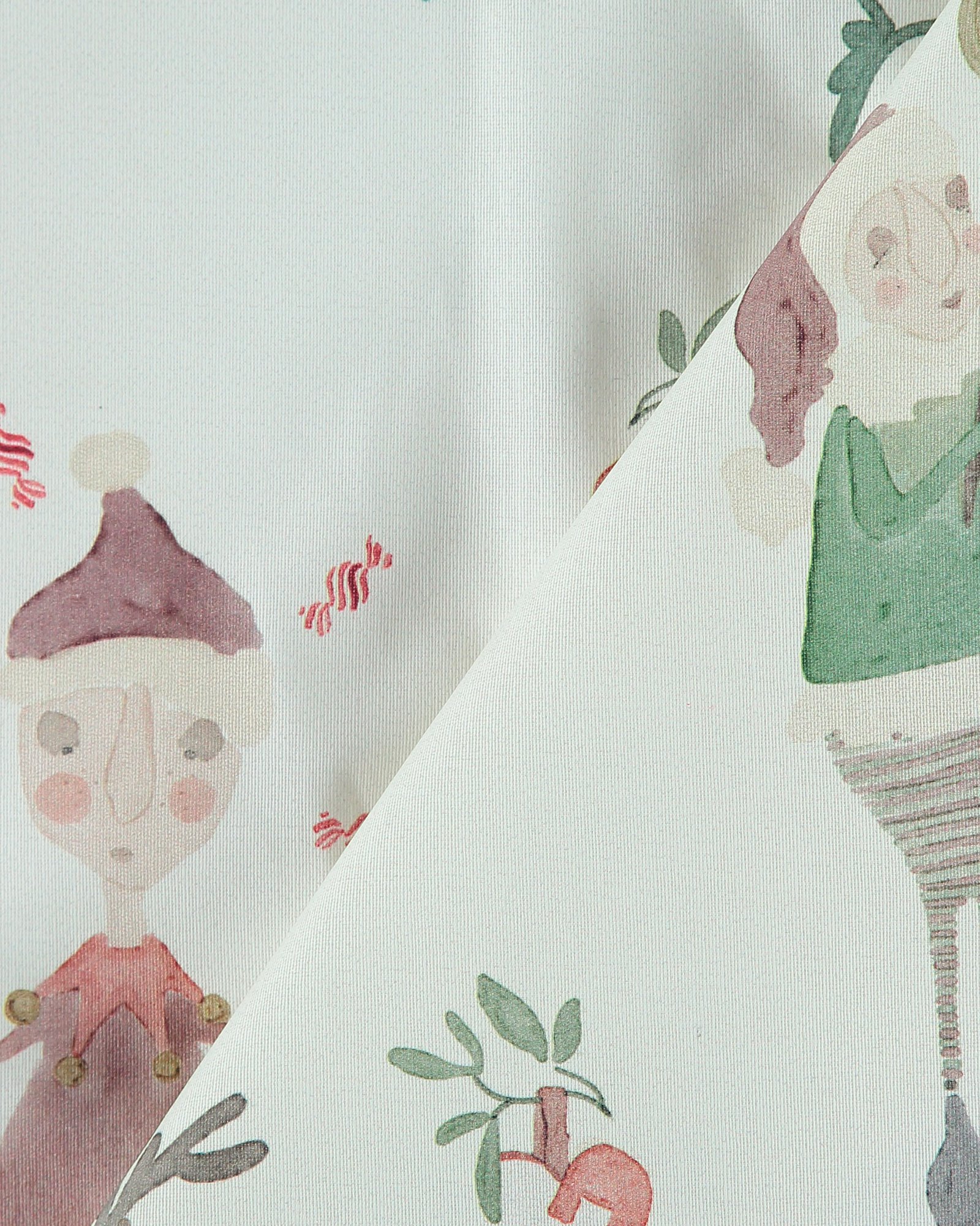 Woven oilcloth off white with elves 872305_pack
