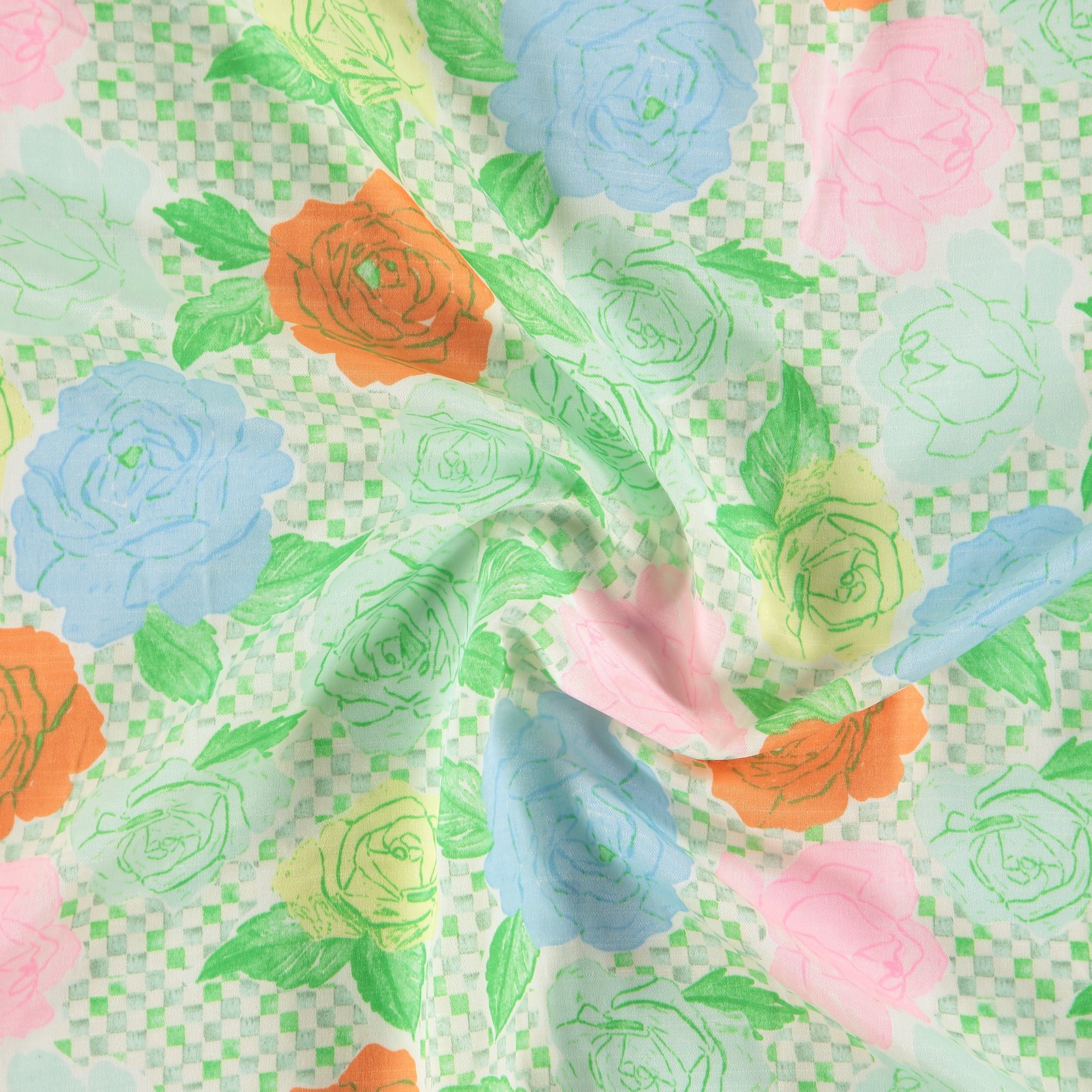 Woven soft twill w pastel flowers/check 521125_pack