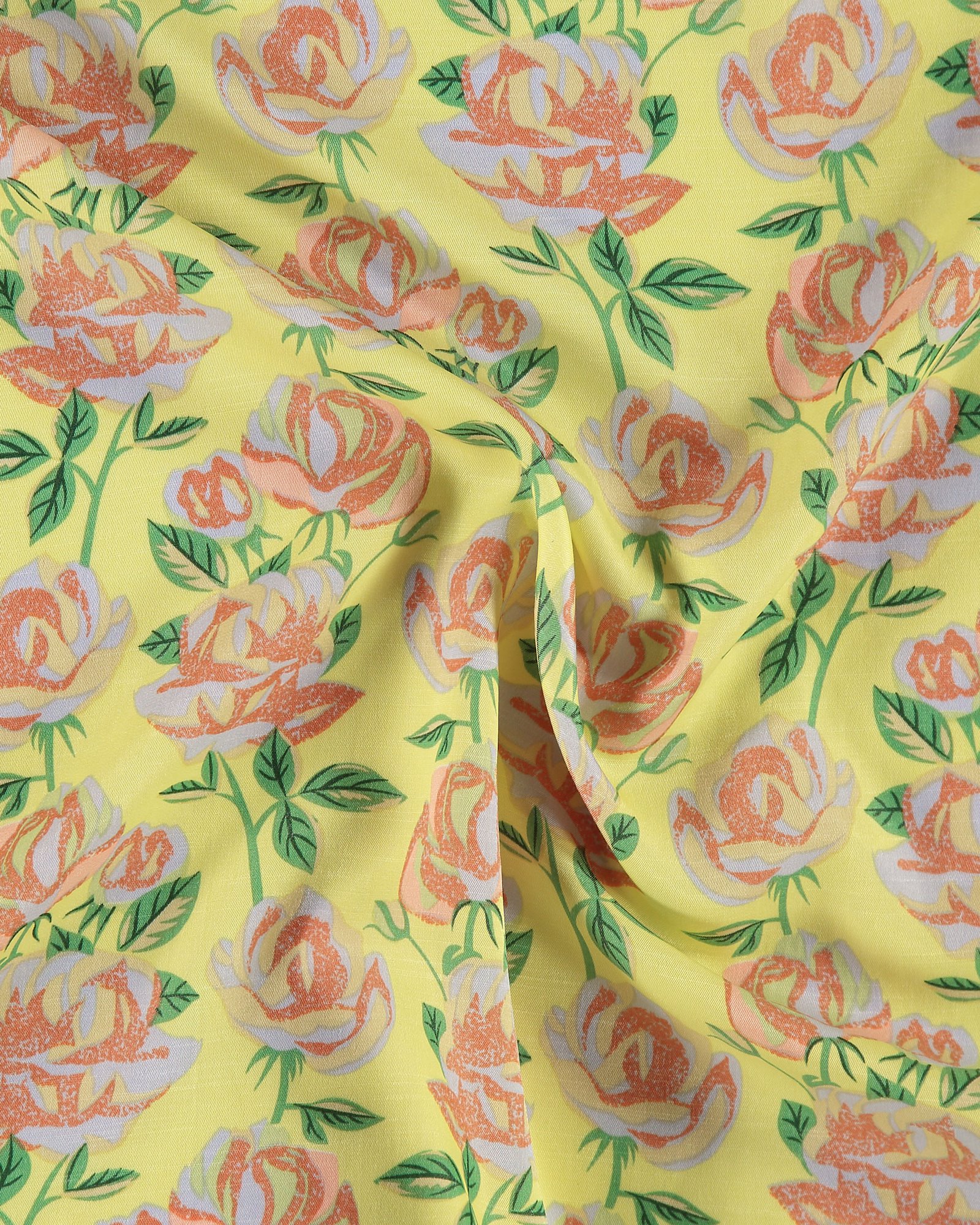 Woven soft twill yellow with flowers 521124_pack