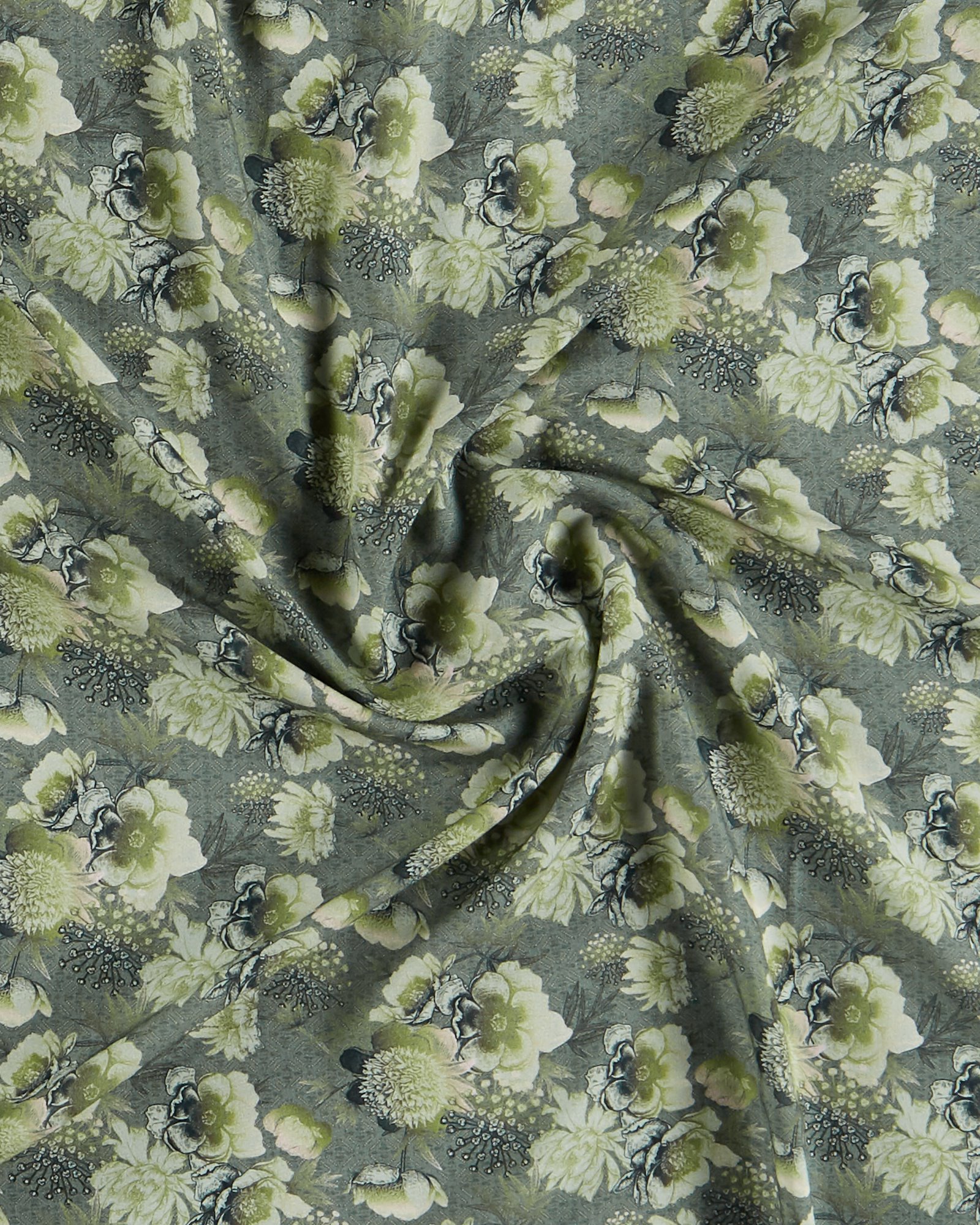 Woven viscose green with flowers 710848_pack