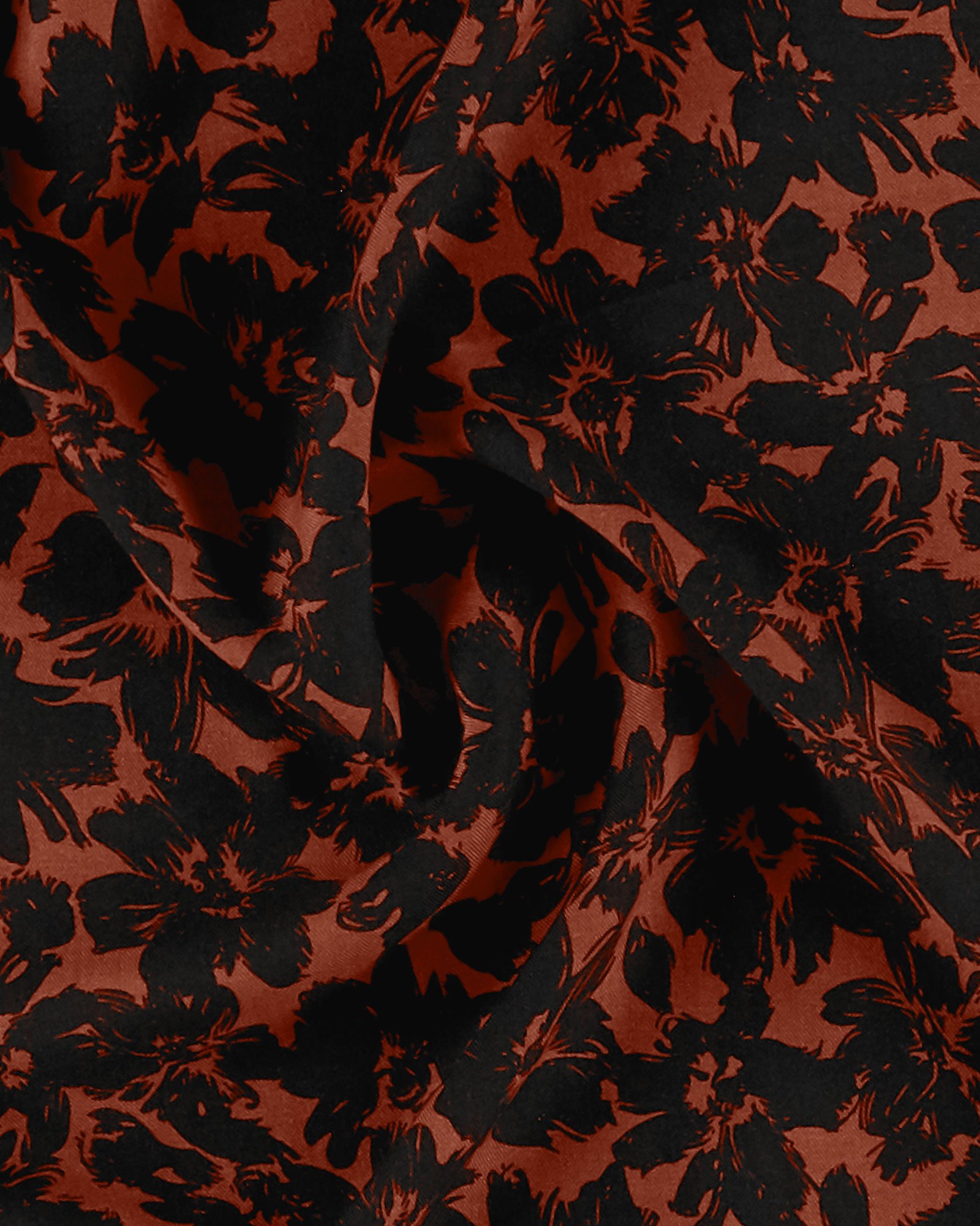 Woven viscose red with black flowers 701902_pack