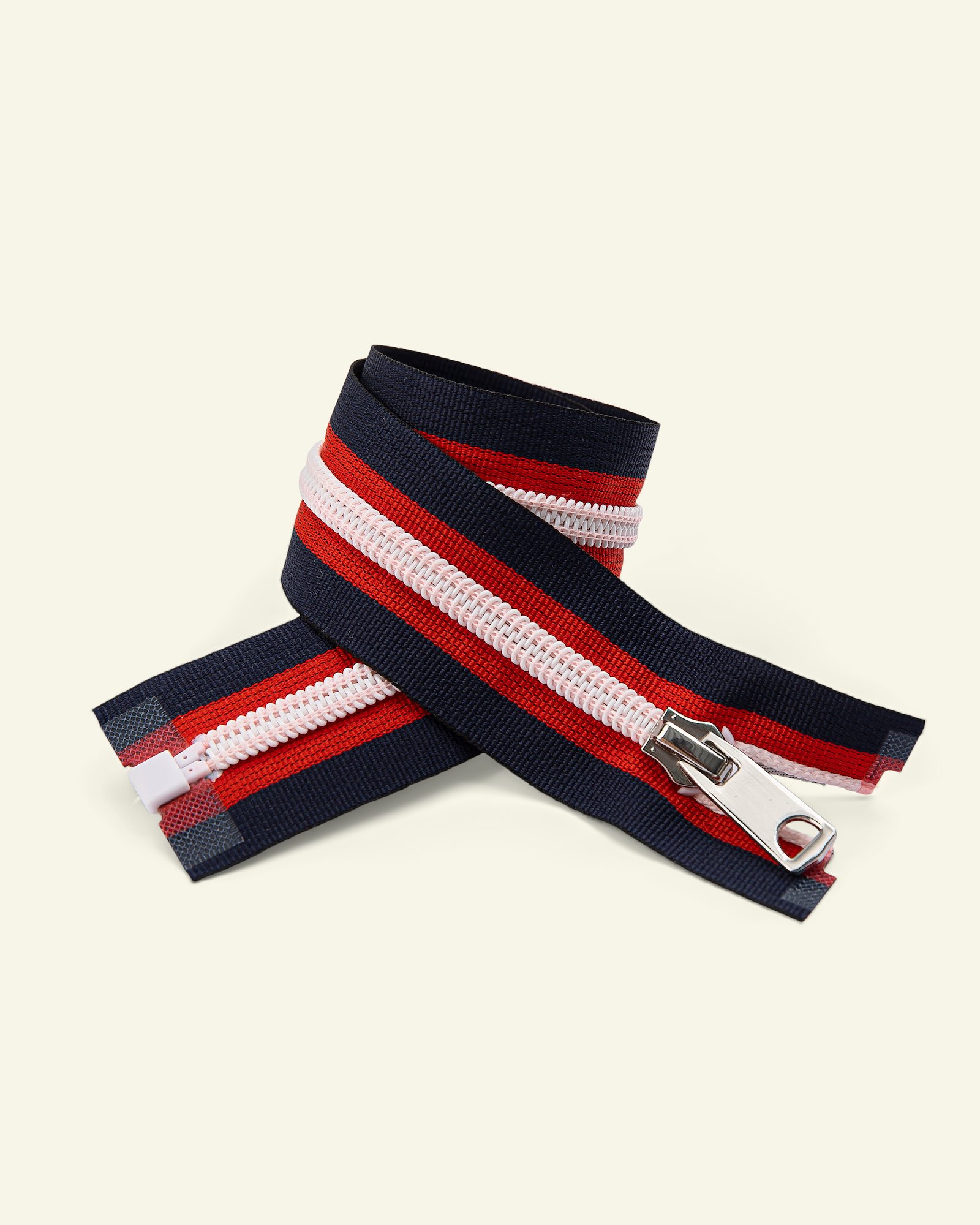Zip 6mm open end 55cm navy/red/white x47061_pack