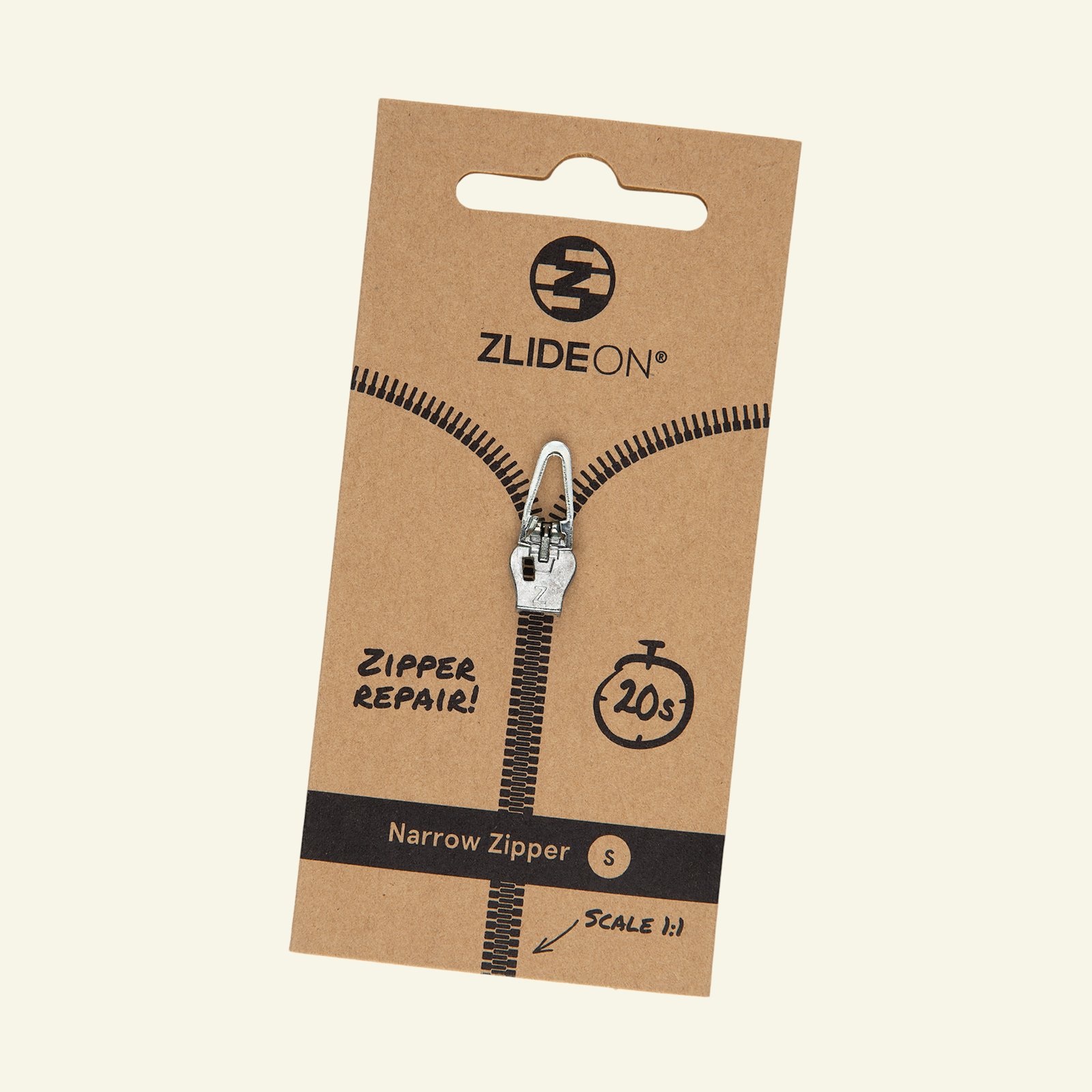 ZlideOn for coil zip size S silver 1pcs 40608_pack