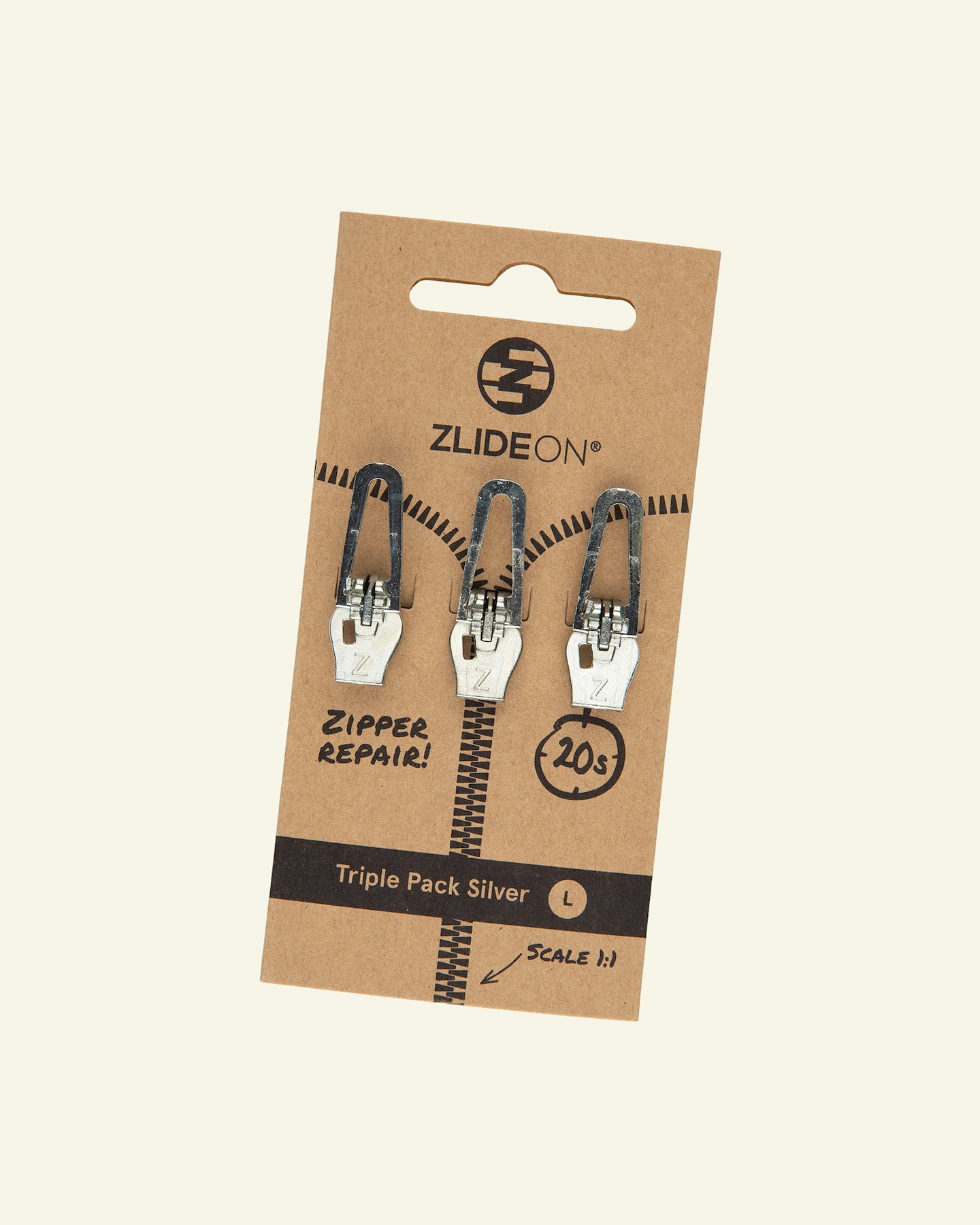 ZlideOn triple pack size L silver 3pcs 40614_pack